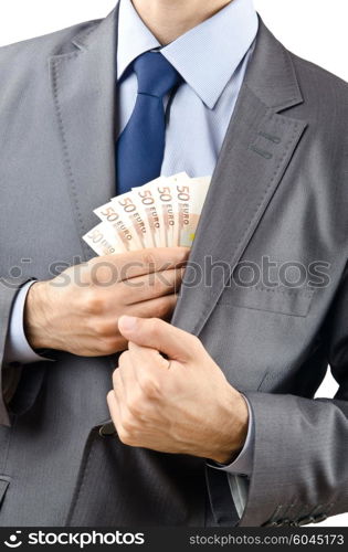 Man with money isolated on the white