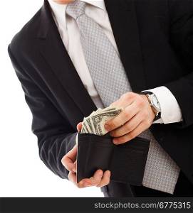 Man with money. Isolated over white.