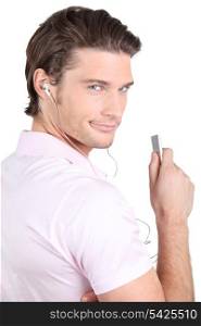 Man with mp3 player