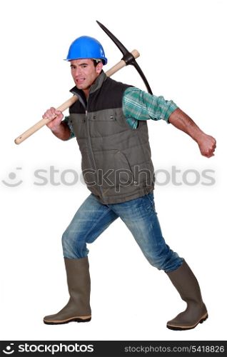 Man with pick-axe