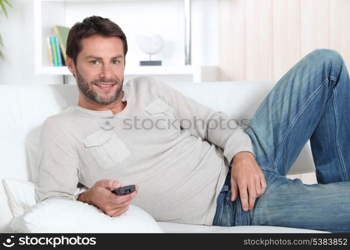 Man with remote control