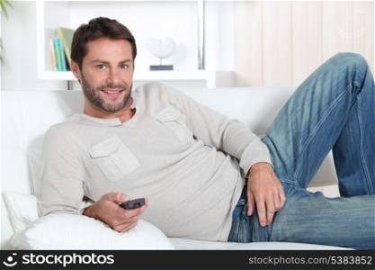 Man with remote control