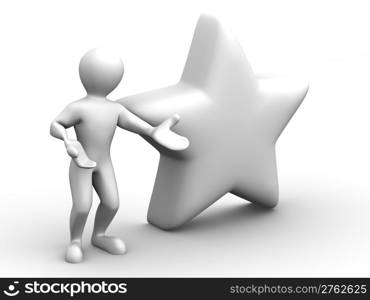 Man with star. Favourites. 3d