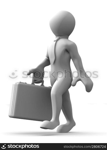 Man with suitcase. 3d