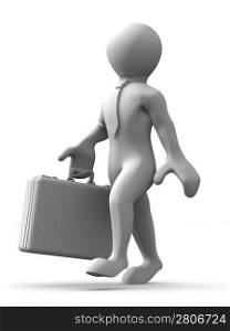 Man with suitcase. 3d