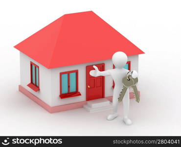 man with the keys of the house. 3d