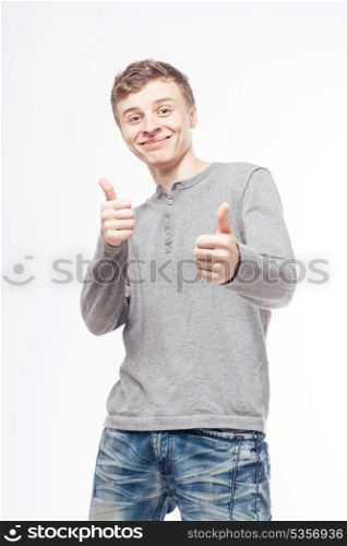 Man with thumb up