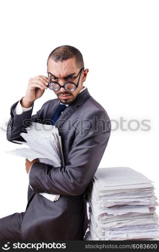 Man with too much work to do