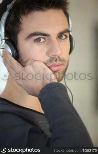 Man with trendy headphones