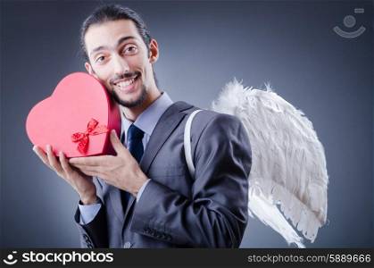 Man with wings and giftbox