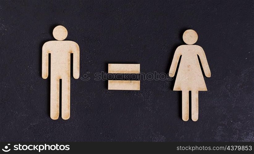 man woman equal rights black background
