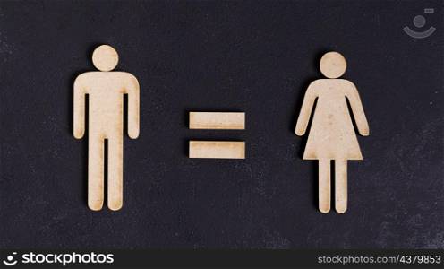 man woman equal rights black background