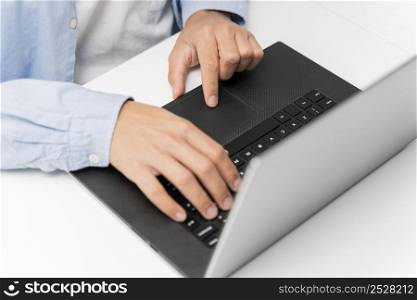 man working energy innovations his laptop