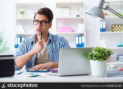Man working from home in teleworking concept