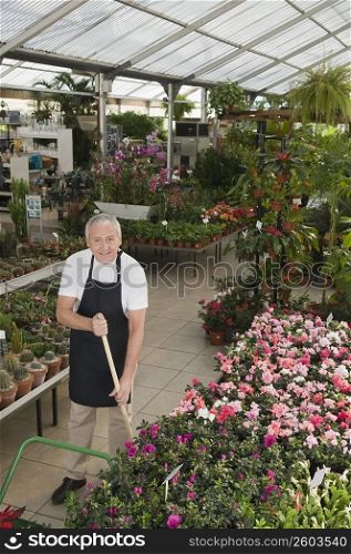Man working in a garden center