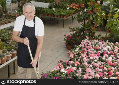 Man working in a garden center