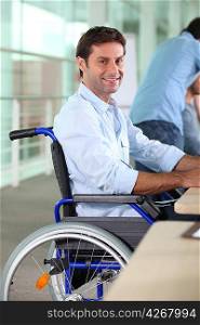 Man working in a wheelchair