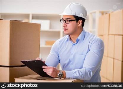 Man working in box delivery relocation service