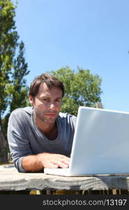 Man working in park