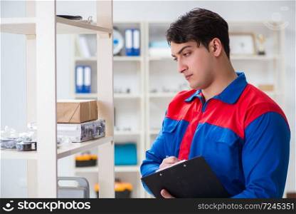 Man working in the postal warehouse