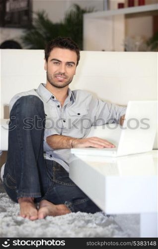 Man working on his laptop