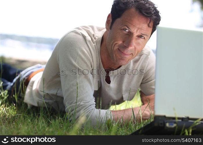 Man working on the grass