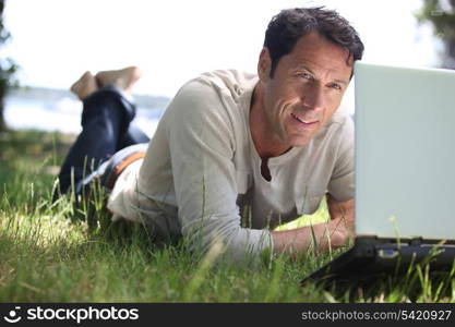 Man working on the grass