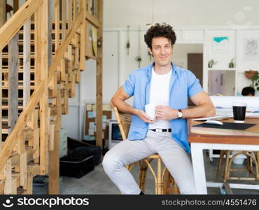 Man working with drafts in office