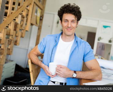 Man working with drafts in office