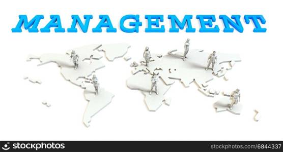 Management Global Business Abstract with People Standing on Map. Management Global Business. Management Global Business