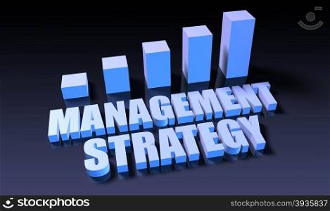 Management strategy. Management strategy graph chart in 3d on blue and black