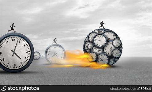Managing time success as a business management concept as a group of businesspeople in a race to win with 3D illustration.