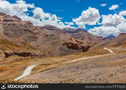 Manali-Leh road to Ladakh in Indian Himalayas. Ladakh, India. Manali-Leh road in Himalayas
