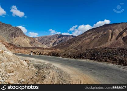 Manali-Leh road to Ladakh in Indian Himalayas near Baralacha-La pass. Himachal Pradesh, India