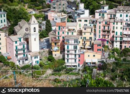 Manarola town at sunny day, Cinque Terre, Italy