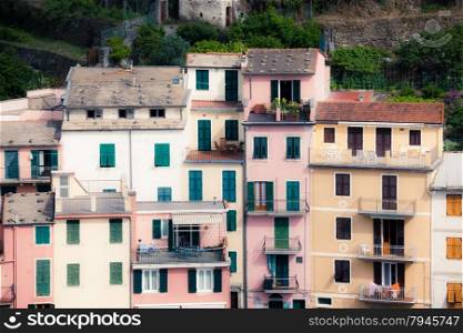 Manarola town at sunny day, Cinque Terre, Italy