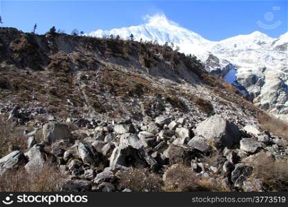 Manaslu mount near Samagoon in Nepal