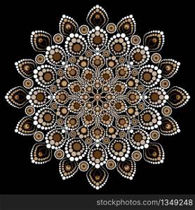 Mandala on black background. Mandala illustration. Islam, Arabic, Indian, turkish.