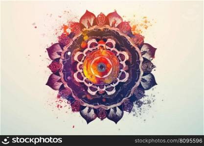 Mandala watercolor. Arabic shape ornamental. Generate Ai. Mandala watercolor. Generate Ai