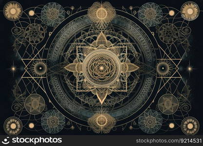 mandala with elements of sacred geometry, representing balance and harmony, created with generative ai. mandala with elements of sacred geometry, representing balance and harmony