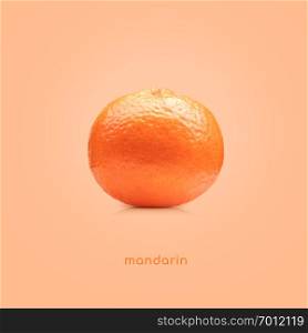 Mandarin fruit isolated on red background. Mandarin fruit