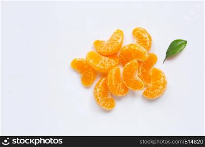 Mandarin segments, Fresh orange isolated on white background.