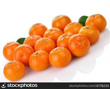 Mandarins , close up on a white background