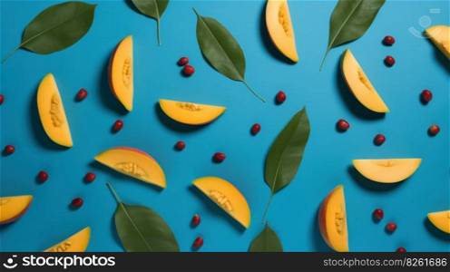 Mango background. Illustration Generative AI 
