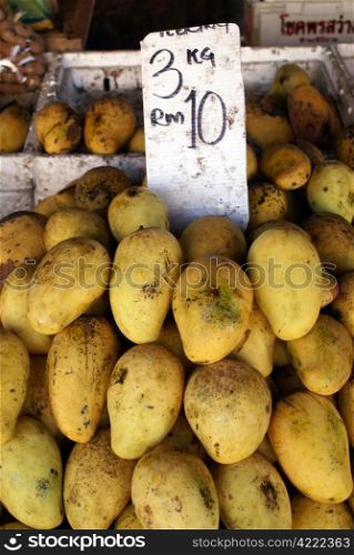 Mango on sale, on the table in market, Malaysia