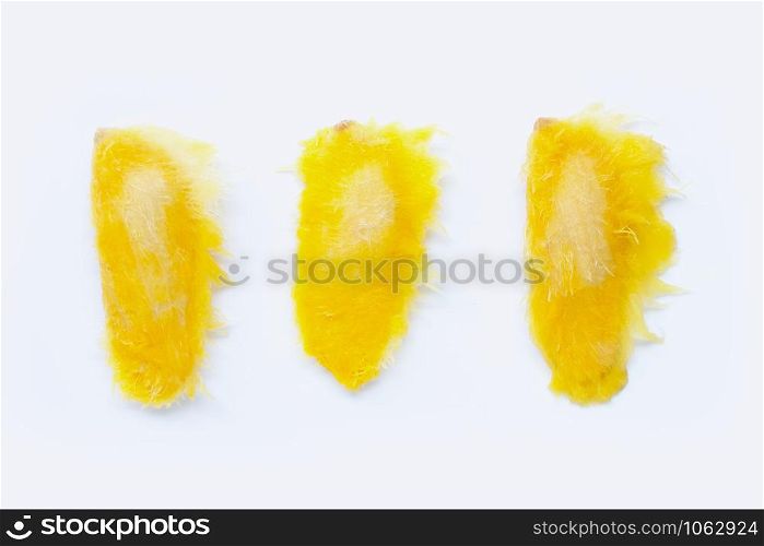 Mango seeds on white background. Top view