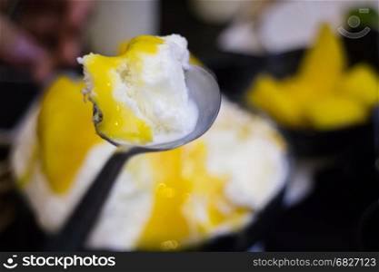 Mango With Shaved Ice Milk Flavour, stock photo