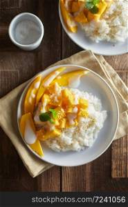 Mango with sticky rice , Thai dessert
