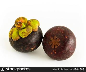 Mangosteen fruit on white background