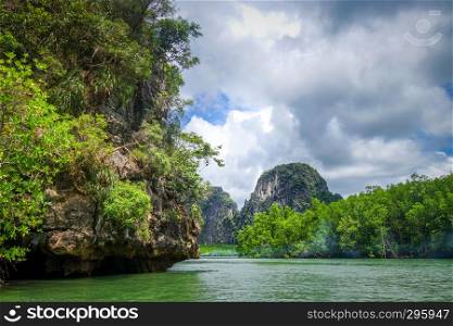Mangrove and limestone cliffs in Phang Nga Bay, Thailand. Mangrove and cliffs in Phang Nga Bay, Thailand